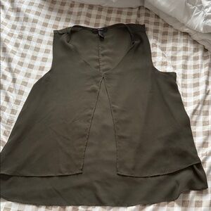 Forever 21 Olive Green V-Neck Layered Sleeveless Top
